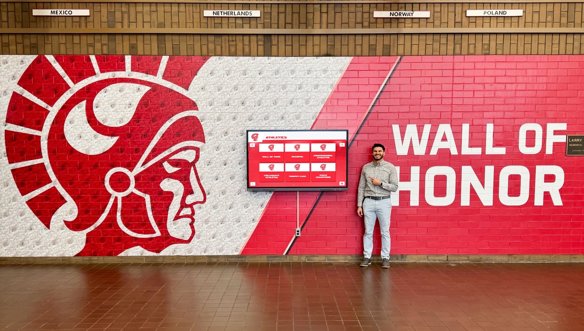 Red Trojan wall of honor