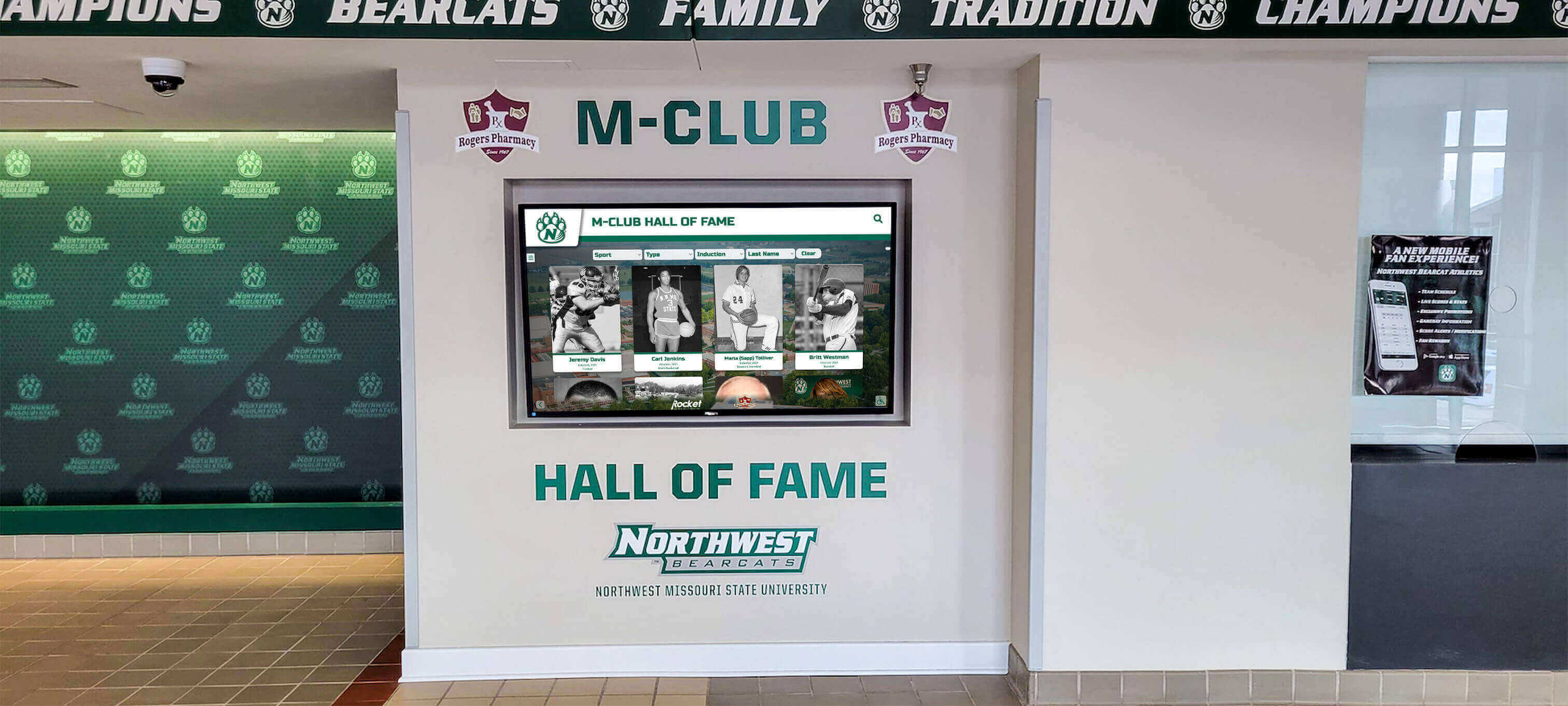 Interactive display in school lobby